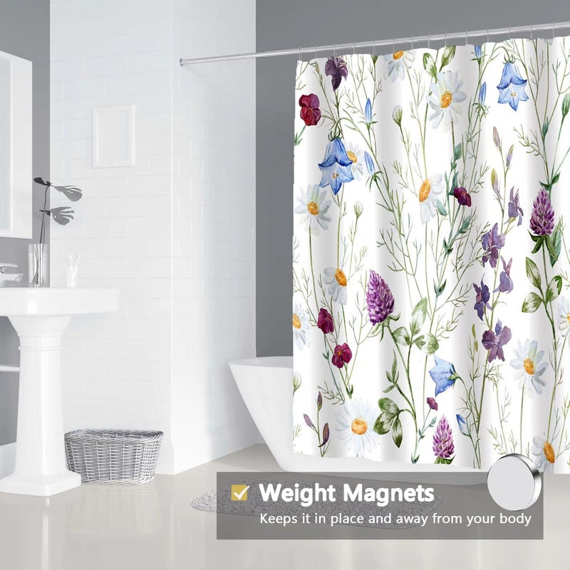 LLSCL Fabric Shower Curtain Liner with Magnets, Blue Hanging Orchid Waterproof Hotel Quality, 72 x 72 Machine Washable - Image 4
